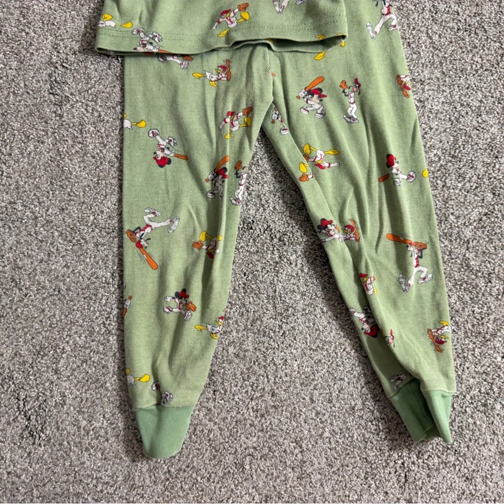 Janie and Jack Good Night Pajama in Disney Mickey Mouse Baseball Green Size 3